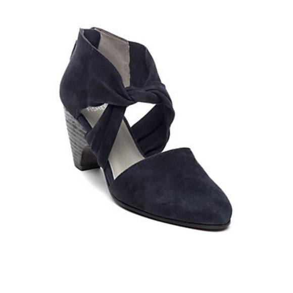 Eileen Fisher Mary Knotted Cutout Black Suede Pump - Picture 1 of 10